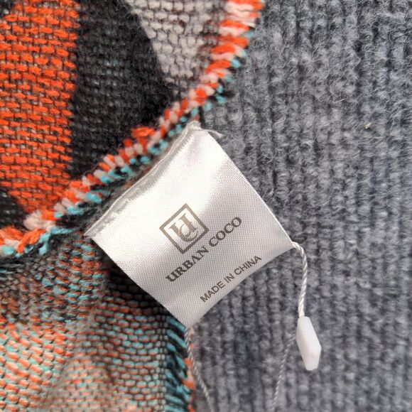 Urban Coco Women's Poncho Cape Sweater Multi Frayed Western Aztec W/Tags - Picture 10 of 14